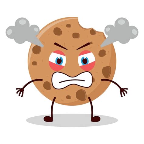 Cute furious expression of bite cookies cartoon character | Premium Vector