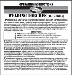 Instruction Sheets - Uniweld Products, Inc. IN