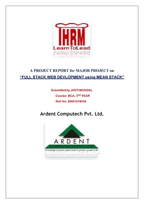 A Project Report for Major Project 01 - A PROJECT REPORT for MAJOR ...