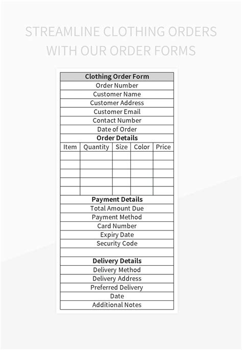 Streamline Clothing Orders With Our Order Forms Excel Template And ...