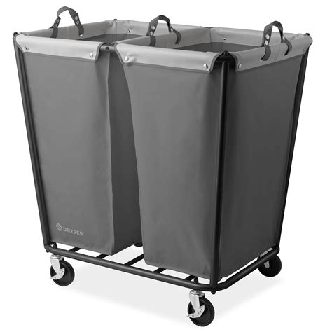 Dryser 2 Section Commercial Rolling Laundry Hamper on Wheels with ...