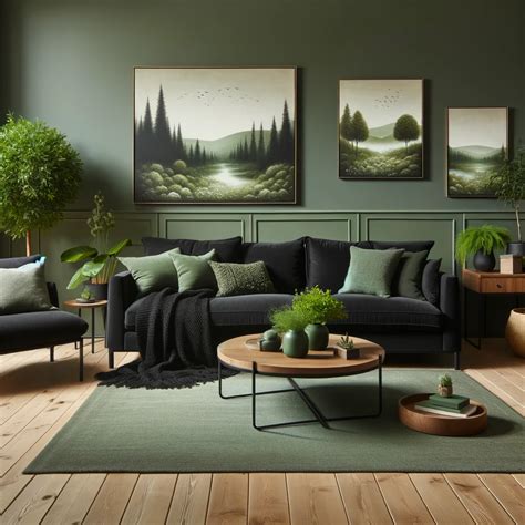 sage green walls and black furniture | Green living room decor, Green walls living room, Living ...
