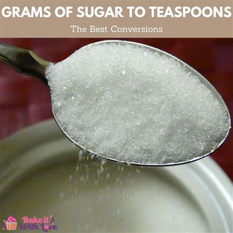 Grams to Teaspoons Conversion Chart for Sugar