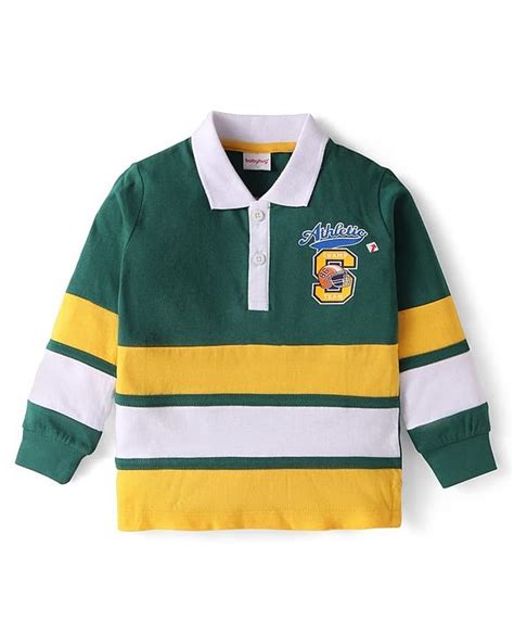 Babyhug Cotton Knit Full Sleeves Cut & Sew Polo T-Shirt with Embroidery ...