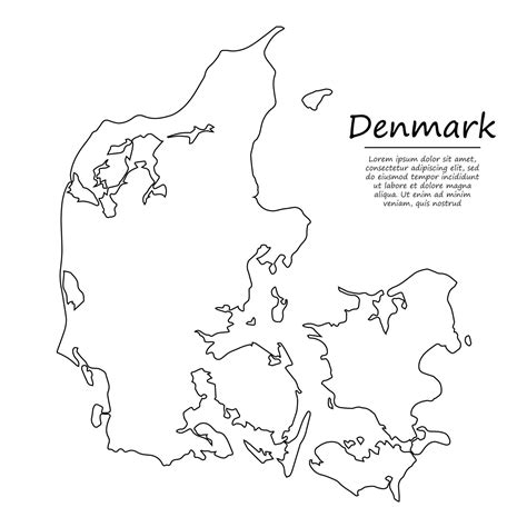 Simple outline map of Denmark, in sketch line style 21853926 Vector Art at Vecteezy