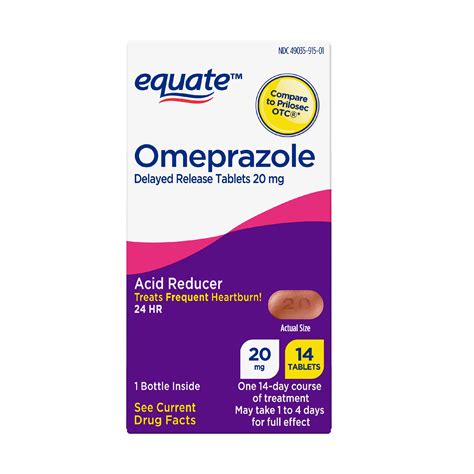 Buy Equate Omeprazole Delayed Release Tablets 20 mg, Acid Reducer, 14 ...