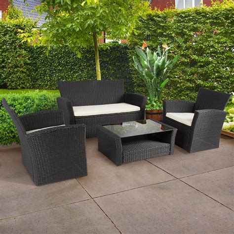 Patio Wicker Furniture Set Outdoor Rattan Sofa Garden Conversation Set ...