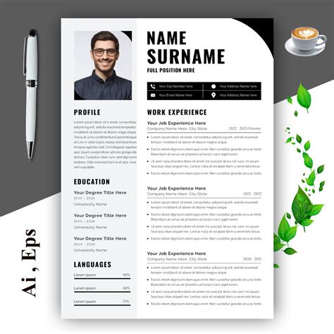 Professional Resume Design Template Gray Accent - MasterBundles