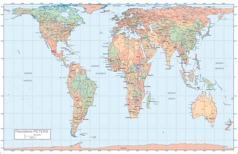 Delizioso Planisfero Gall Peters 2022 – Cartina Geografica Mondo