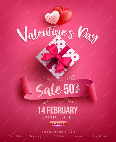 Premium Vector | Valentine's Day Sale Poster or banner with sweet gift ...