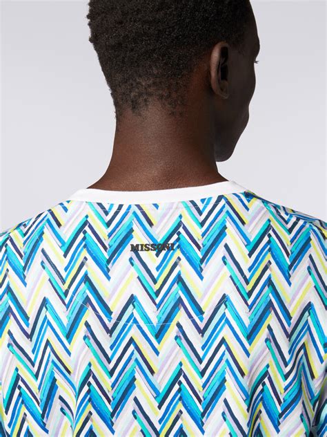 Crew-neck T-shirt in cotton with zigzag print