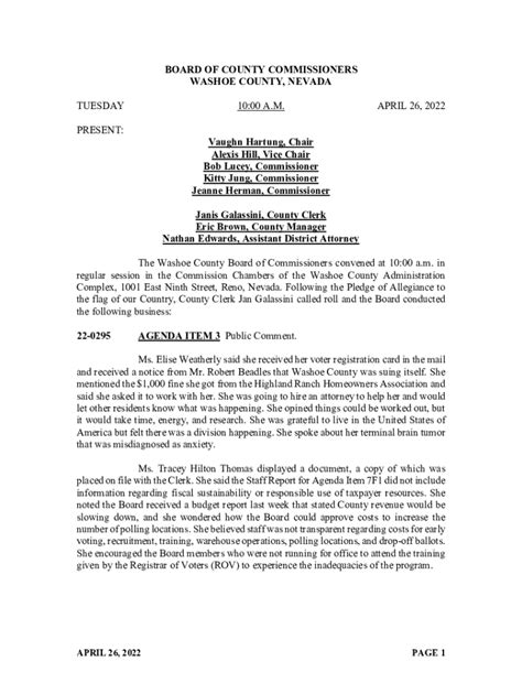 Fillable Online Alexis Hill, Vice Chair Kitty Fax Email Print - pdfFiller