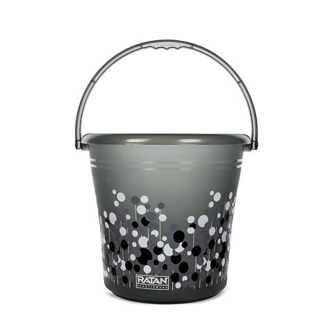 RATAN PLASTICWARE Frosty Bubble Print Plastic Bucket 16 litres Smokey ...