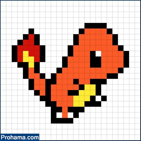 Pixel Art Charmander | Pixel Art Easy Pokemon | Simple Pixel Art