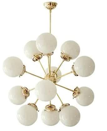 Buy Chandelier for Home Mid Century 12 Arms Small Globe Shade Brass ...