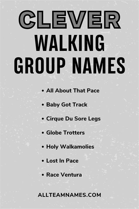 Team Names For Work Walking Groups at Jackson Mcpherson blog