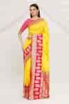 Buy Yellow Katan Silk Flora Pattern Handwoven Saree For Women by Resa ...