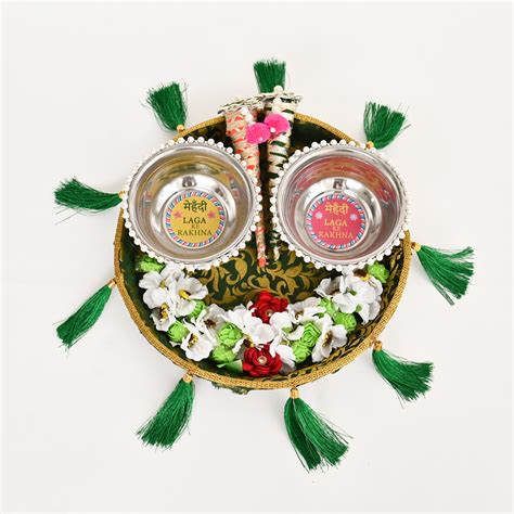 Floral Mehndi Platter- Green – DecorTwist