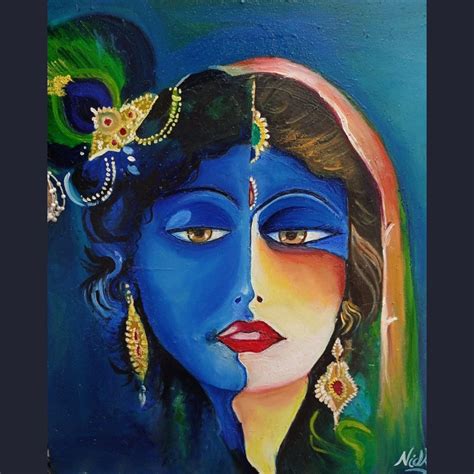 Radha Krishna Oil Board Painting – Kreate