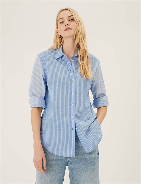 Buy Pure Cotton Striped Long Sleeve Shirt at Marks & Spencer
