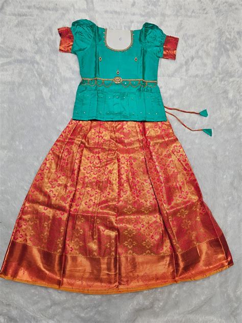 Emerald Green & Rani Pink Bridal Silk Pattu Pavadai for Girls | Tradit ...