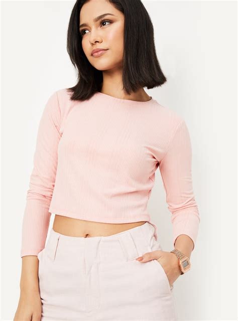 Buy Women Rib Knit Crop Top Online at just Rs. 499.0 - 1000014527068 ...