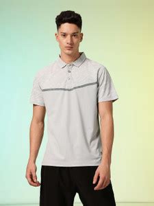 HRX by Hrithik Roshan Solid Men Polo Neck Grey T-Shirt - Buy HRX by ...