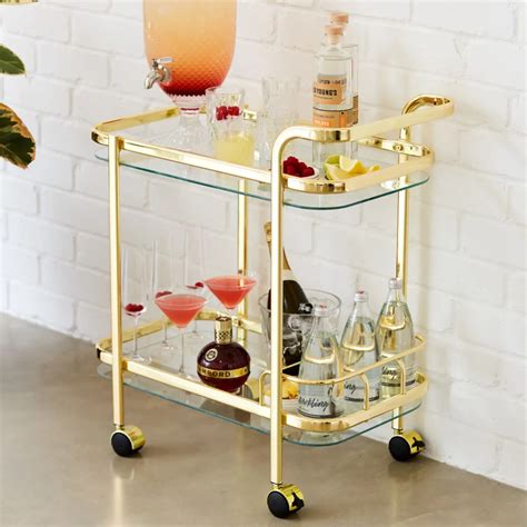 Bar Cart Collection Piaf Bar Cart with Bottle Holder Gold | Kitchen ...