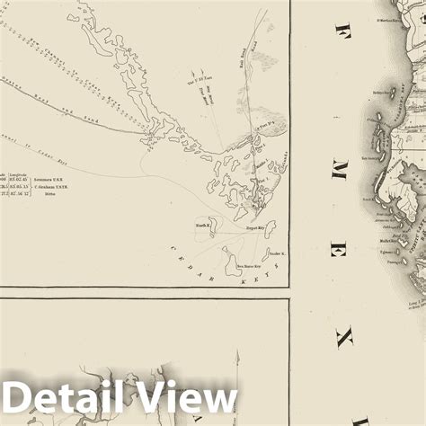 Buy Historic Map - 1846 Map of Florida Including Detail of Cedar Keys ...