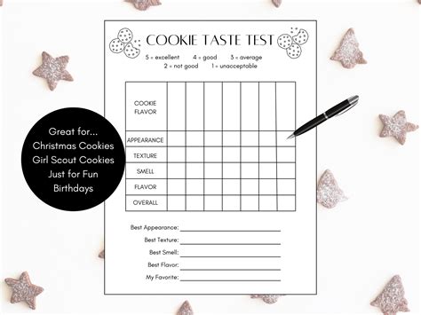 Cookie Taste Test Printable, Cookie Score Card, Tasting Party, Cookie ...