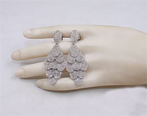 Natural Pave Diamond Dangle Earrings – Handmade 925 Sterling Silver Dr ...