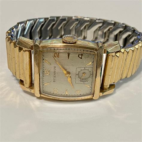 Benrus Antique Mechanical Winding Wrist Watch,10k RGP Bezel, Stainless ...