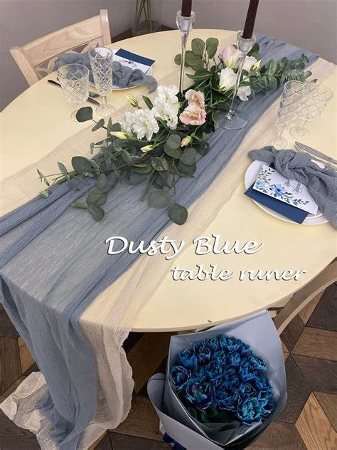 Dusty Blue Cheesecloth Table Runner Wedding Decor Any Color Rustic ...