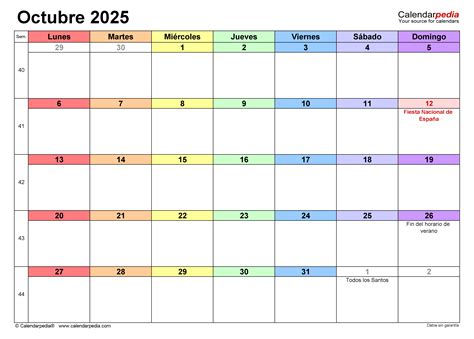 Calendario Del Mes De Octubre 2025