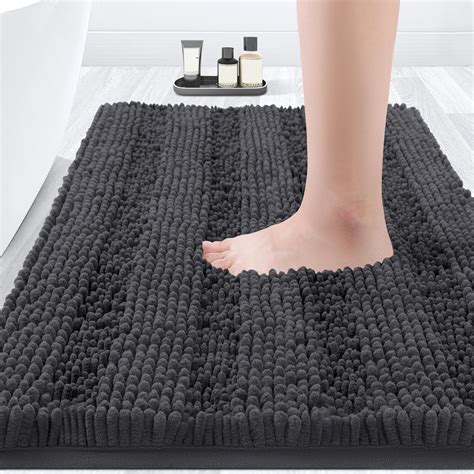 Amazon.com: ACCUMTEK Striped Grey Bathroom Rug Mat 36"x24" Ultra Soft ...