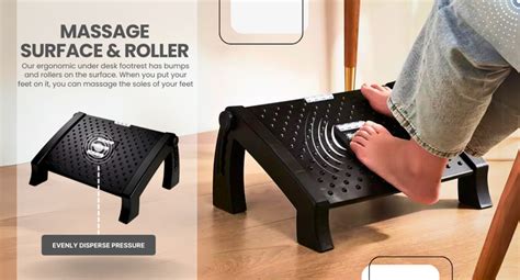 Plexda Adjustable Foot Rest for Office Chair with Massage Texture and ...