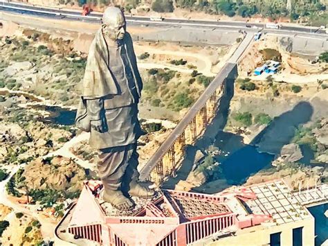 Photograph of Statue of Unity at a height of 1.2 km