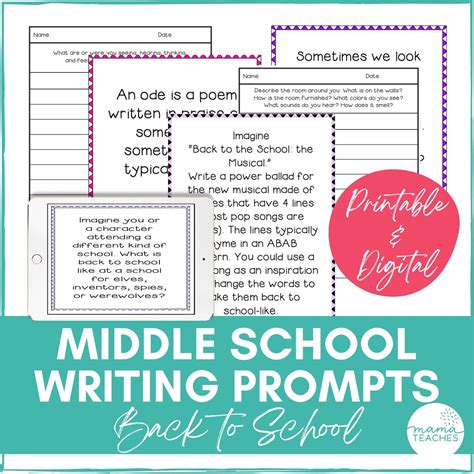 Middle School Writing Prompts Writing Ideas For Middle School: A True