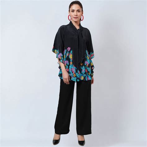 Black and Yellow Floral Bow-Tie Top – First Resort by Ramola Bachchan