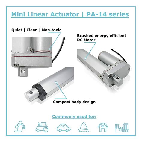 Buy 24V Mini Linear Actuator (1-24 stroke, 50-150 lbs. force) - PA-14 ...