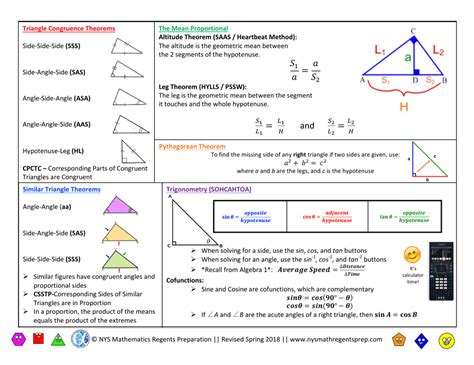 Geometry (Common Core) Regents Exam Cheat Sheet Download Printable PDF ...