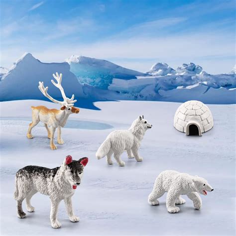 Mini Arctic Animals Toys Set 10PCS Polar Animal Figurines for Toddlers ...
