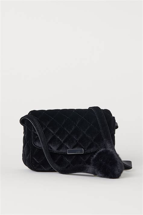 Velour shoulder bag - Black - Ladies | H&M IN
