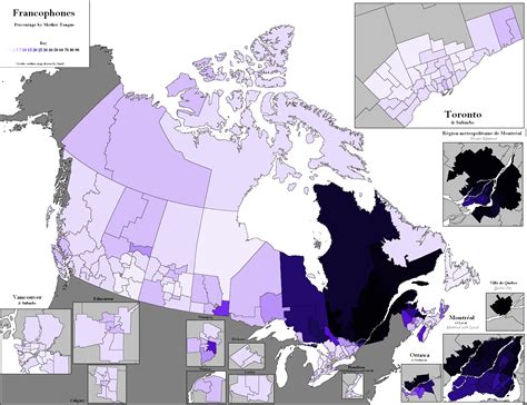 Map of Native French Speakers in Canada