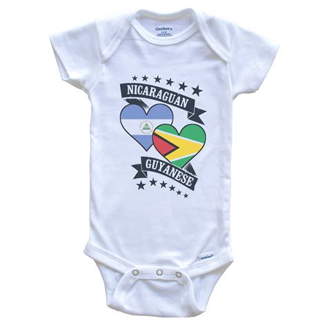 Nicaraguan Guyanese Heart Flags Nicaragua Guyana Baby Bodysuit, 0-3 ...