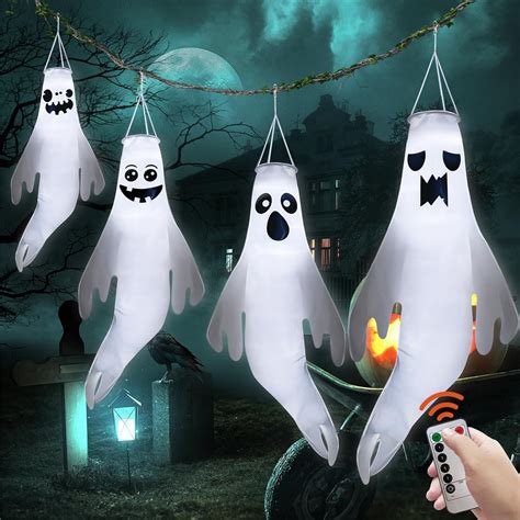 Amazon.com: 4 Pcs 45 Inch Halloween Hanging Ghost Decorations Outdoor ...
