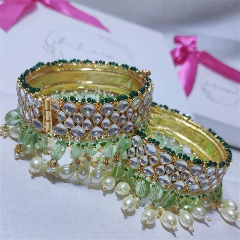 Buy Lite Pink Layered Polki Kada Online – Jain Jewels Official