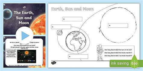 Earth, Sun and Moon Information and Activity Sheet Activity Sheet