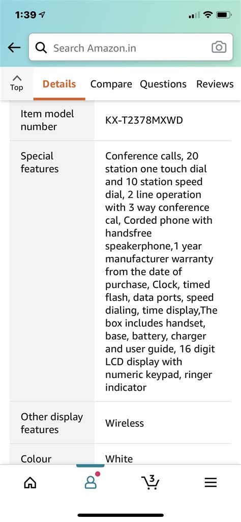 Panasonic Two line KX-T2378MXWD Corded Telephone (White) : Amazon.in ...