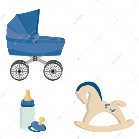 婴儿婴儿车、 瓶、 乳头和摇马素材图片免费下载-千库网